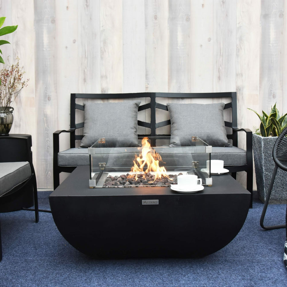 Modeno Aurora Gas Fire Pit Concrete 14.7kW Propane Square Round 87cm