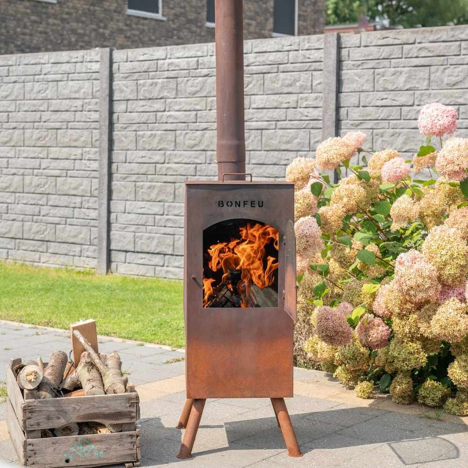 BonFeu BonCarre Outdoor Fireplace Corten Steel BBQ Grill Garden