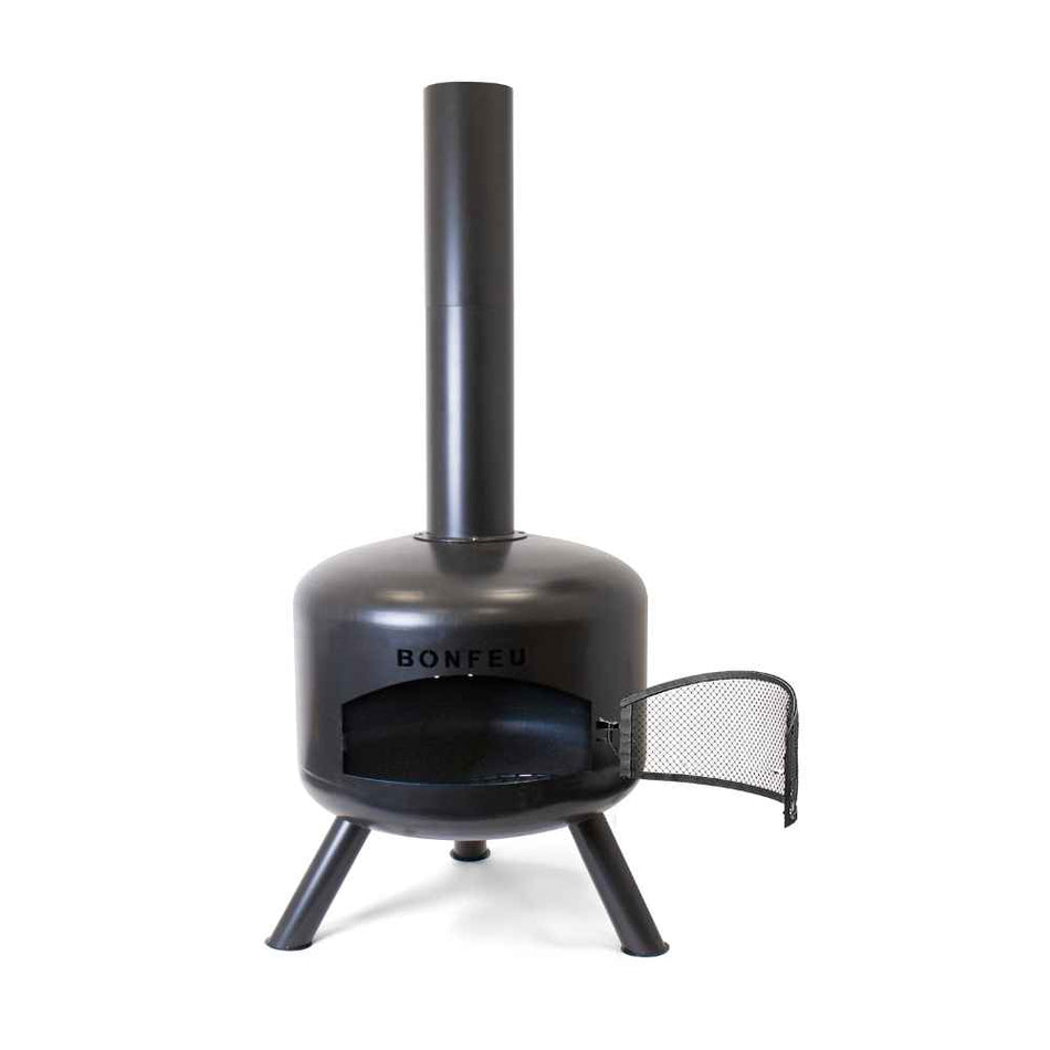 BonFeu BonGiro Black Outdoor Fireplace BBQ Grill Steel