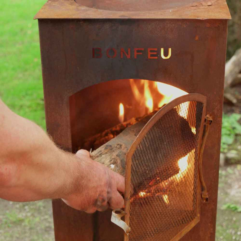 BonFeu BonCarre Outdoor Fireplace Corten Steel BBQ Grill Garden