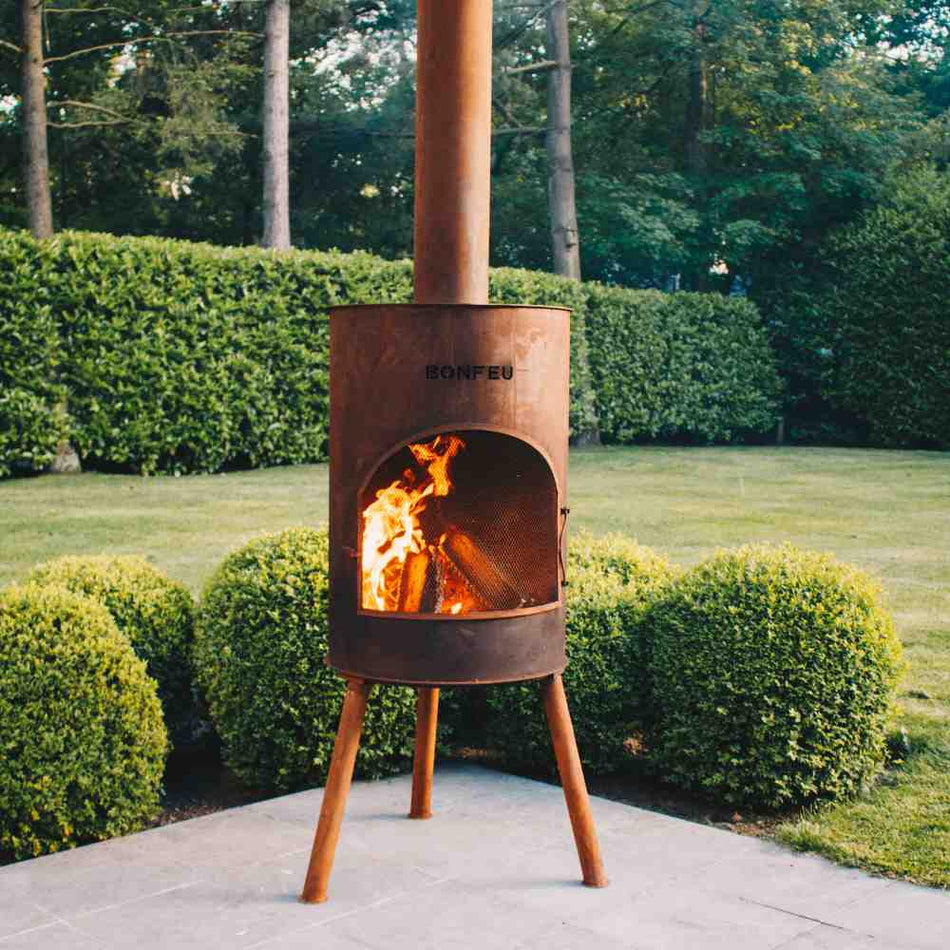 BonFeu BonTon Outdoor Wood Burning Fireplace Corten Steel 3 Sizes