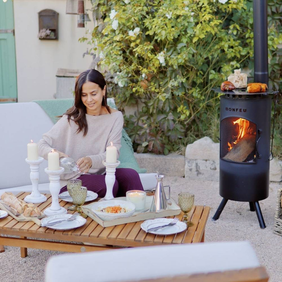 BonFeu BonTino Outdoor Fireplace Corten Steel BBQ Grill Wok Garden