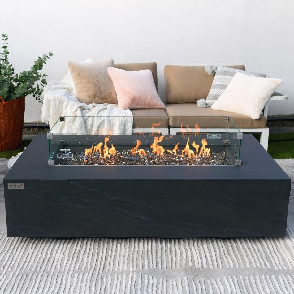 Elementi Cape Town Fire Pit Table Slate Black Concrete 16kW LPG Natural Gas 142cm
