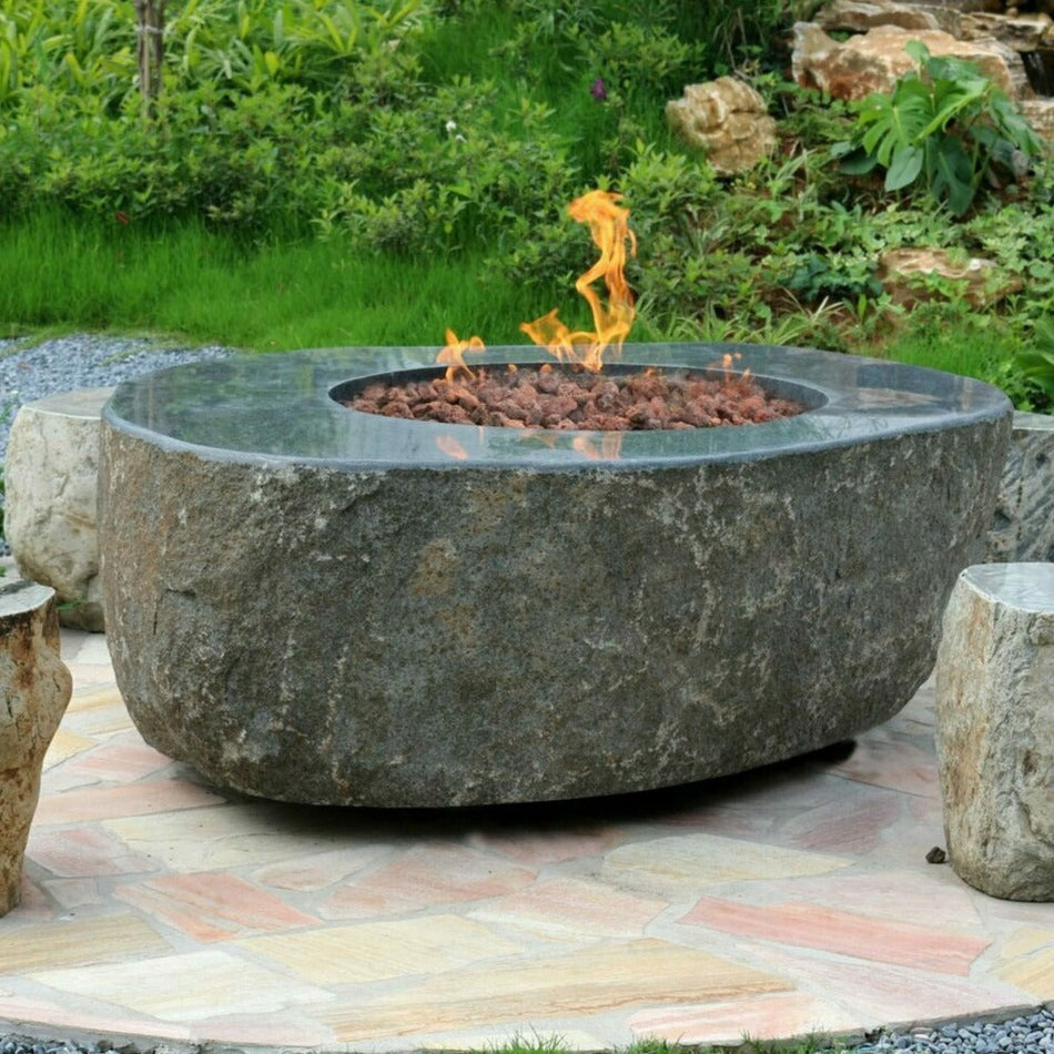 Elementi Chester Granite Boulder Fire Pit Natural Stone 13.2kW LPG Gas