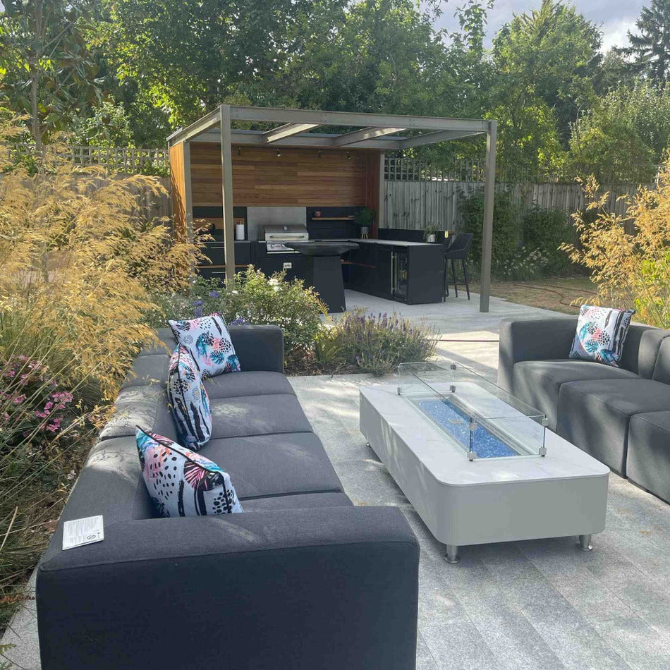 Elementi Athens Marble Porcelain Gas Fire Pit Table 16.1kW LPG Natural Gas 157cm