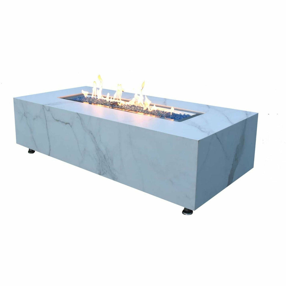 Elementi Carrara Marble Porcelain Fire Pit Table 16.1kW LPG Natural Gas 152cm