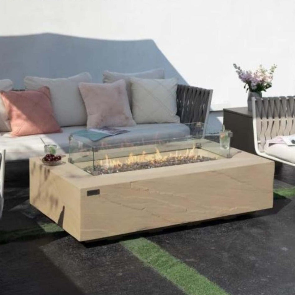 Elementi Colorado Fire Pit Table Sunlight Yellow Concrete 16kW LPG Natural Gas