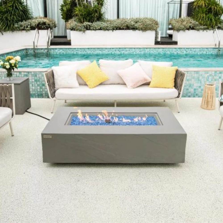 Elementi Meteora Fire Pit Table Space Grey Concrete 16kW LPG Natural Gas 142cm