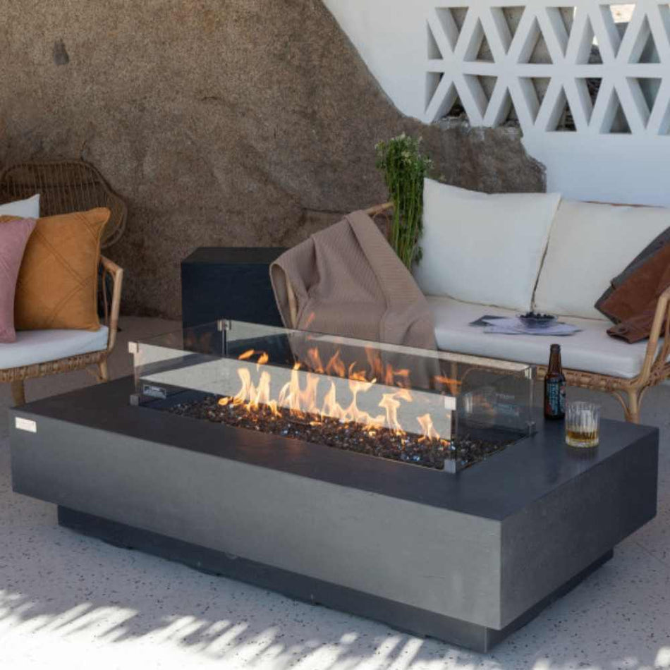 Elementi Positano Fire Pit Table Dark Grey Concrete 16kW LPG Natural Gas 152cm
