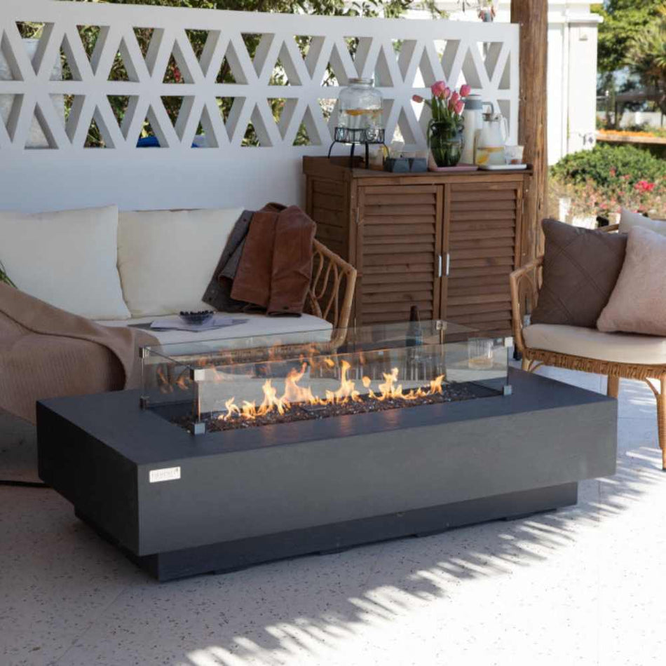 Elementi Positano Fire Pit Table Dark Grey Concrete 16kW LPG Natural Gas 152cm