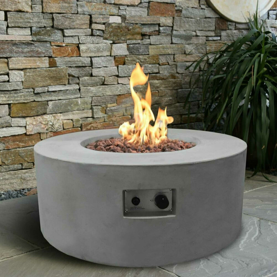 Elementi Tramore Gas Fire Pit Table Concrete 14.6kW Propane Round 87cm