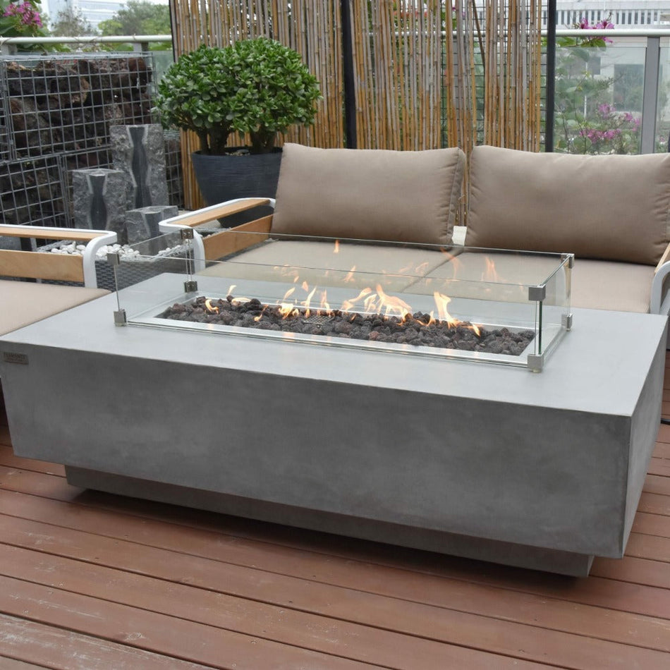 Elementi Granville Gas Fire Pit Table Grey Concrete 13.2kW LPG Natural Gas 152cm