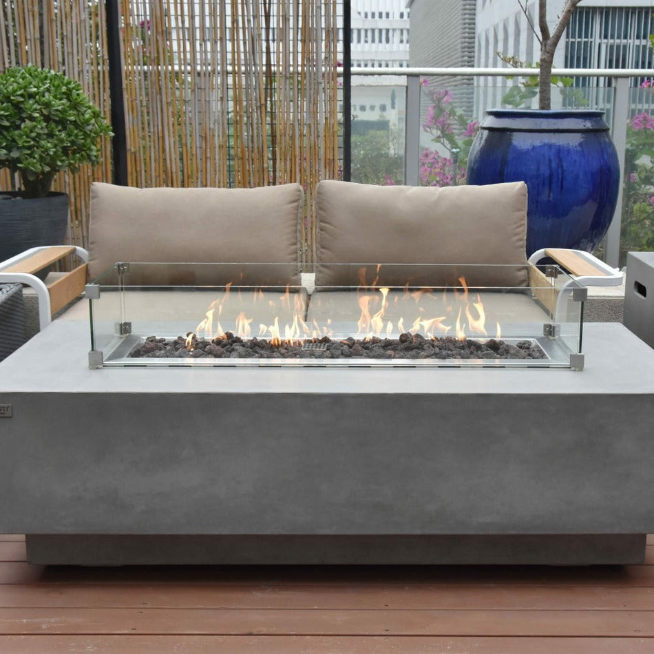 Elementi Granville Gas Fire Pit Table Grey Concrete 13.2kW LPG Natural Gas 152cm