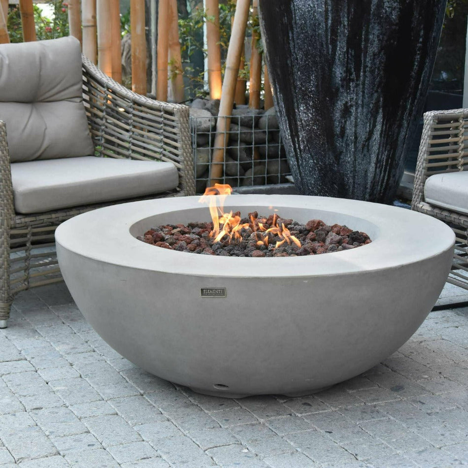 Elementi Lunar Grey Fire Bowl Table Concrete 13.2kW LPG Natural Gas 107cm