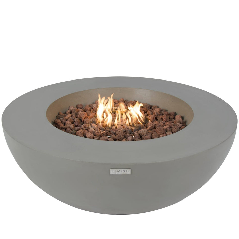Elementi Lunar Grey Fire Bowl Table Concrete 13.2kW LPG Natural Gas 107cm