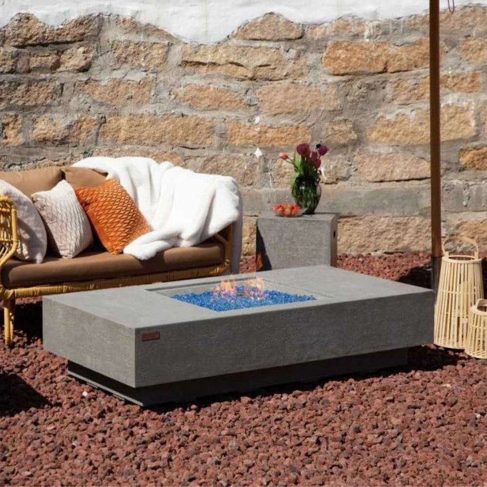 Elementi Monte Carlo Fire Pit Table Light Grey Concrete 16kW LPG Natural Gas 152cm