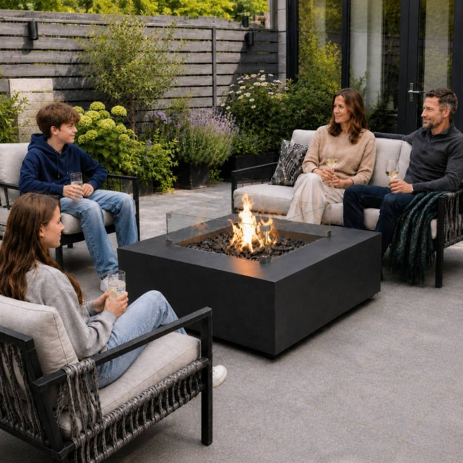 Elementi Roraima Fire Pit Table Slate Black Concrete 16kW LPG Natural Gas